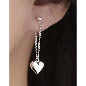 925 Sterling Silver Heart Chain Earrings